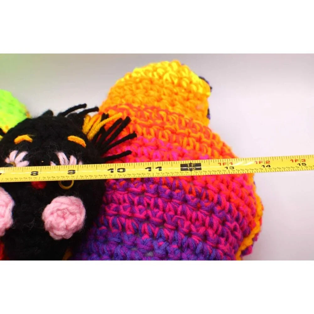 Handmade Crochet Butterfly Pillow Rainbow Cozy Plush Toy Security Cottagecore